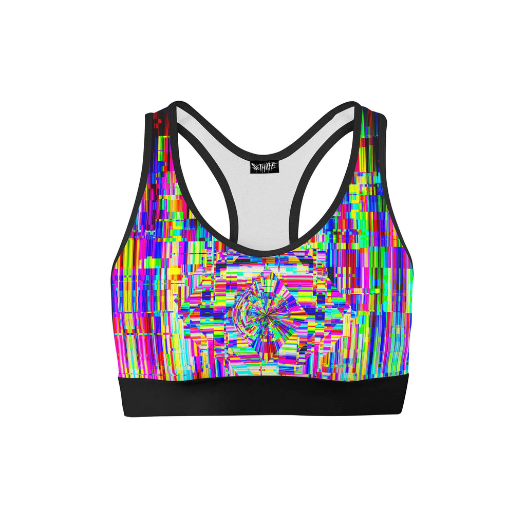 ABSTRACT GLITCH SPORTS BRA