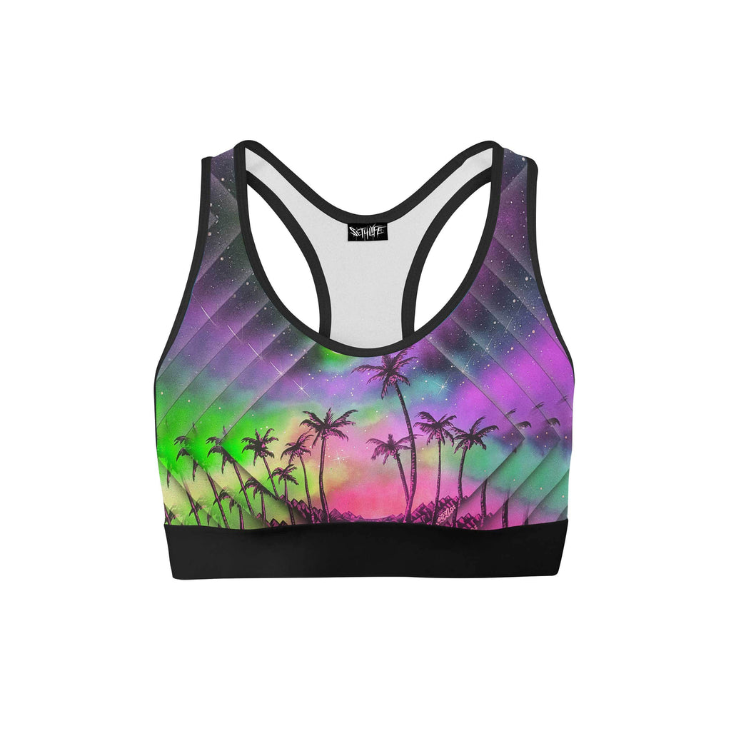 PALM TREE GLITCH SPORTS BRA