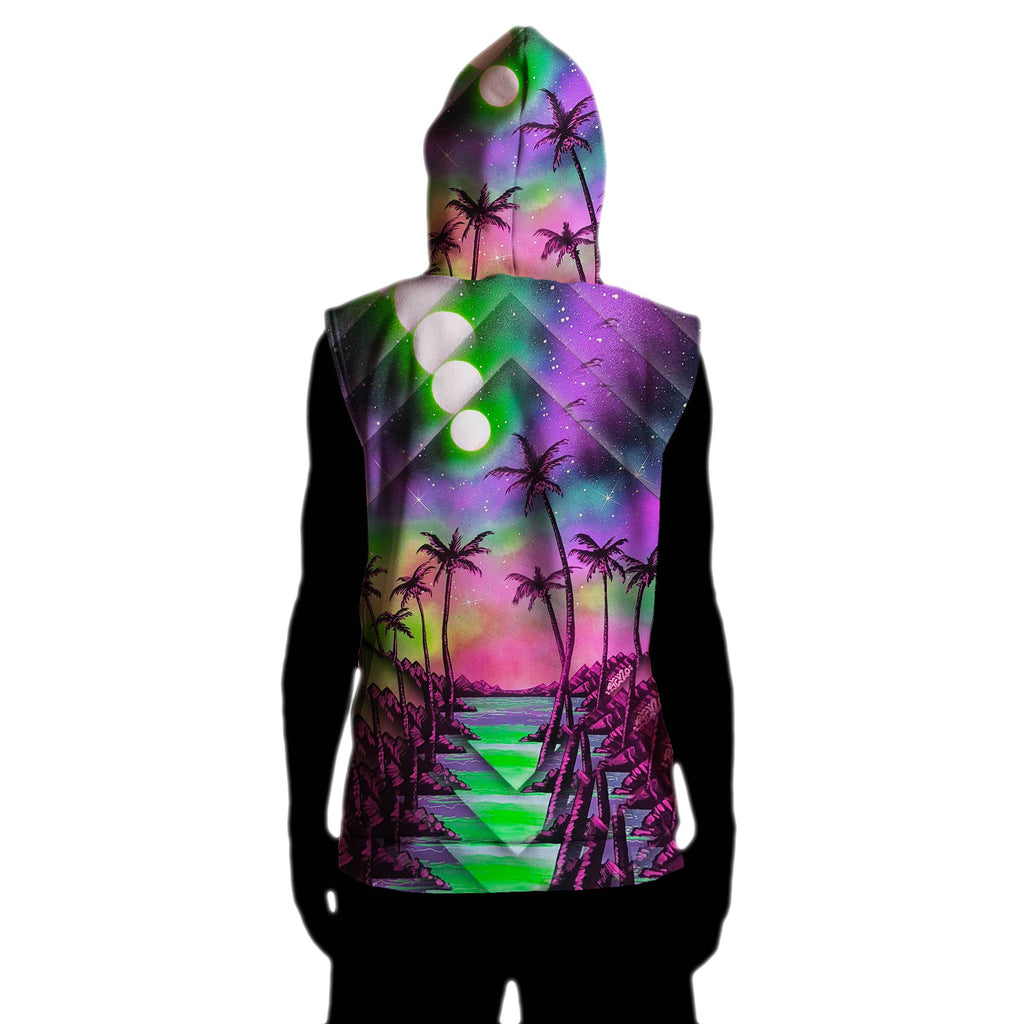 PALM TREE GLITCH SLEEVELESS HOODIE