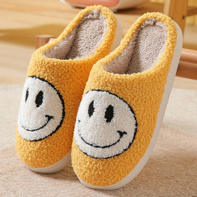 Fuzzy Smiley Slippers